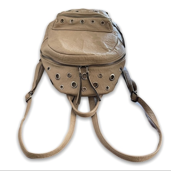 Unique Fashion Backpack Brown Beige Grommets Fashion Bag Made and Bought Greece‎ - Picture 8 of 15